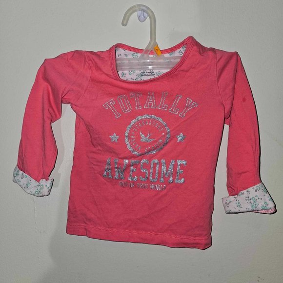 5/20 Carter's long sleeve Pink with Glitter Silver graphics Toddler Cotton Top - Picture 1 of 3
